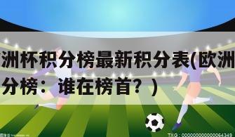 欧洲杯积分榜最新积分表(欧洲杯积分榜：谁在榜首？)